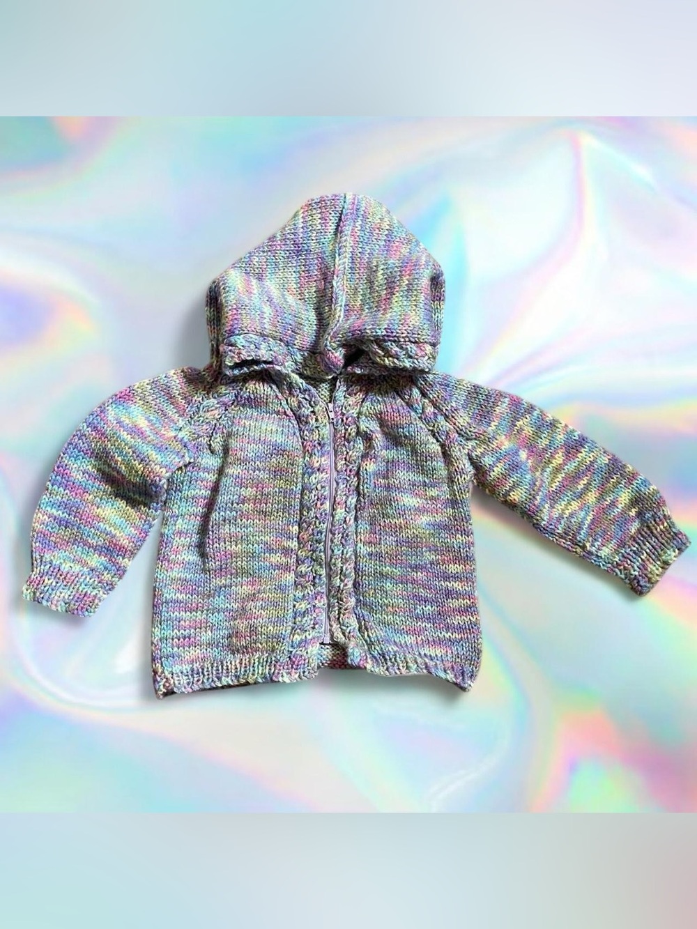 Multicolor Knit Hooded Sweater